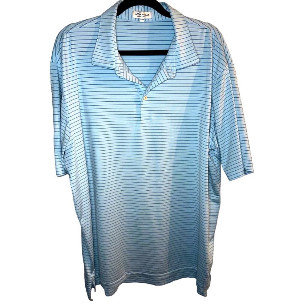 Peter Millar, summer comfort, blue stripe polo double 2XL